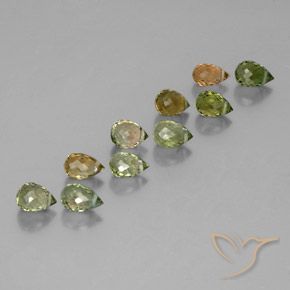 Gemas de Turmalina Multicolor natural de 4.37 ct, Corte Briolette, VS-SI