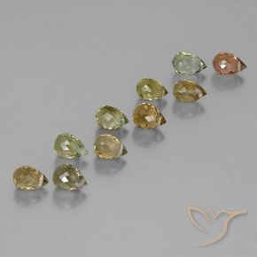 Gemas de Turmalina Multicolor natural de 4.30 ct, Corte Briolette, VS-SI