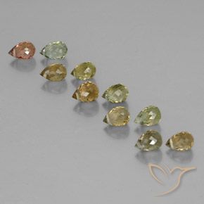 Gemas de Turmalina Multicolor natural de 4.30 ct, Corte Briolette, VS-SI