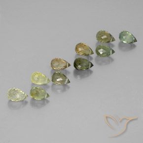 Gemas de Turmalina Multicolor natural de 6.97 ct, Corte Briolette, VS-SI