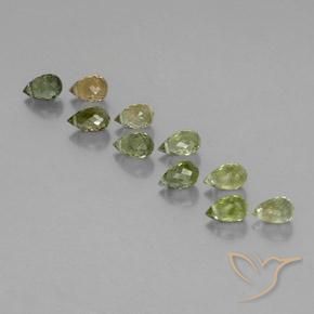 4.65ctw Natural Verde amarillento claro Turmalina, Corte Briolette, VS-SI