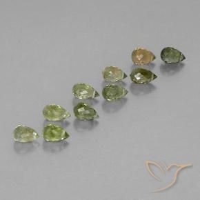 Gemas de Turmalina Verde amarillento claro natural de 4.65 ct, Corte Briolette, VS-SI
