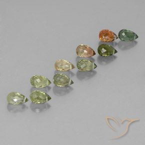 Gemas de Turmalina Multicolor natural de 5.76 ct, Corte Briolette, VS-SI