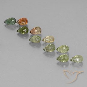 Gemas de Turmalina Multicolor natural de 5.76 ct, Corte Briolette, VS-SI