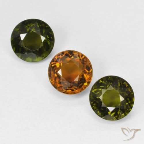 Gemas de Turmalina Multicolor natural de 2.51 ct, Corte Redondo, VVS-VS