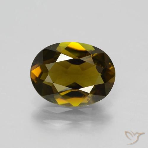 1.48ct Natural Marrón dorado intenso turmalina, Ovalada, VS