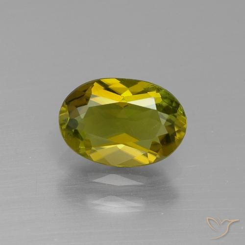 Turmalina verde amarillento natural de 1,10 ct, corte óvalo, VS