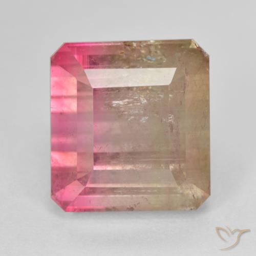 Turmalina Bicolor natural de 13.13 ct, Corte Octágono / Esmeralda, SI