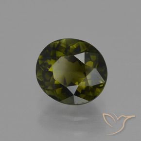 Turmalina Verde marrón natural de 1.30 ct, Ovalada, VVS-VS