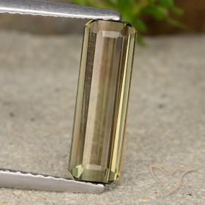 Turmalina bicolor natural de 1,72 ct, corte esmeralda, VS