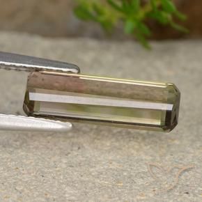 Turmalina bicolor natural de 1,72 ct, corte esmeralda, VS