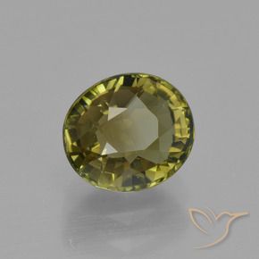 Turmalina Verde terroso cálido natural de 1.34 ct, Ovalada, VVS