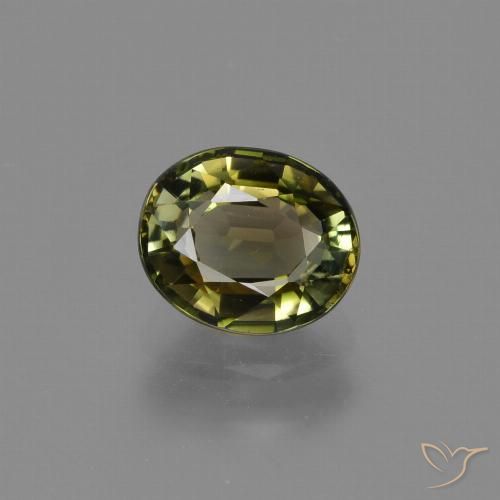 Turmalina verde natural de 1,09 ct, corte óvalo, VS