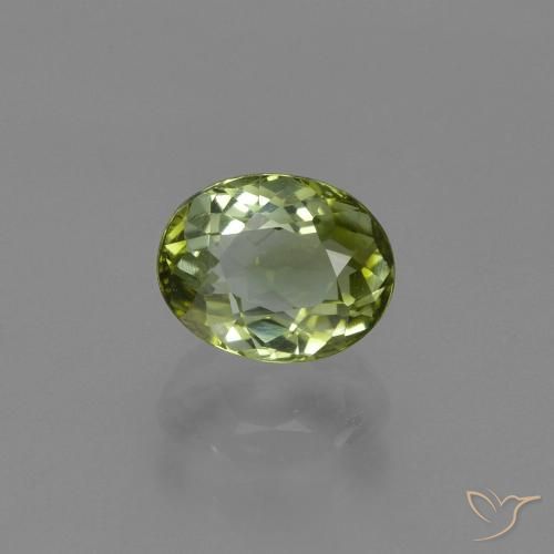 1.00ct Natural Verde amarillento turmalina, Ovalada, VVS-VS
