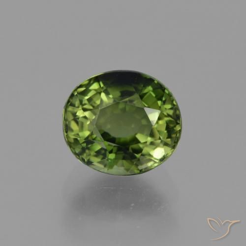 1.13ct Natural Verde oscuro turmalina, Ovalada, VVS