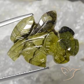 Turmalina Verde cálido natural de 13.81 ct, Corte Flor, Translúcido