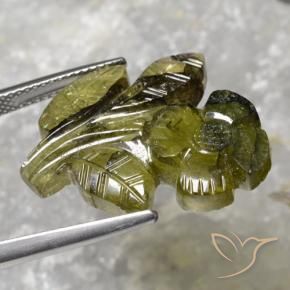 Turmalina Verde cálido natural de 13.81 ct, Corte Flor, Translúcido