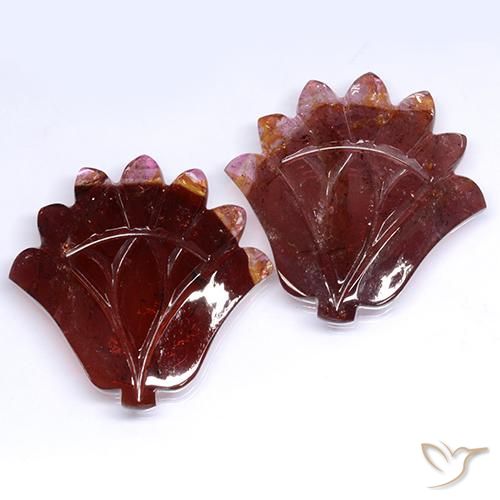 Gemas de Turmalina Rojo oscuro natural de 62.15 ct, Corte Flor, Translúcido