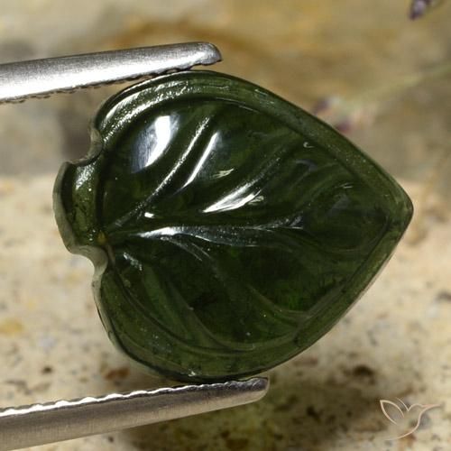 Turmalina Verde oscuro natural de 3.63 ct, Elegante, Translúcido