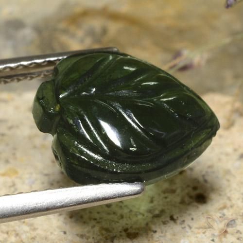 Turmalina Verde oscuro natural de 3.63 ct, Elegante, Translúcido
