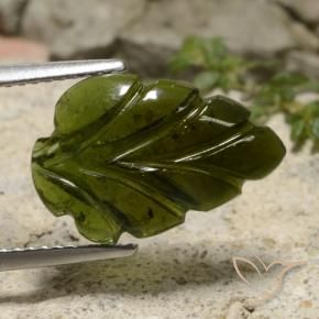 Turmalina Verde terroso natural de 4.45 ct, Corte Flor, Translúcido