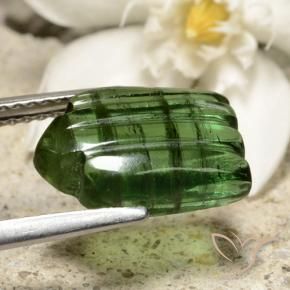 Turmalina Verde oscuro natural de 3.71 ct, Elegante, Translúcido