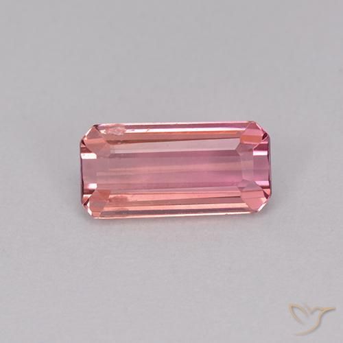 1.10ct Natural Tono rosado cálido Turmalina, corte esmeralda, VS