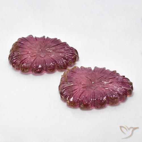 Gemas de Turmalina Bicolor natural de 77.16 ct, Corte Flor, Transparente