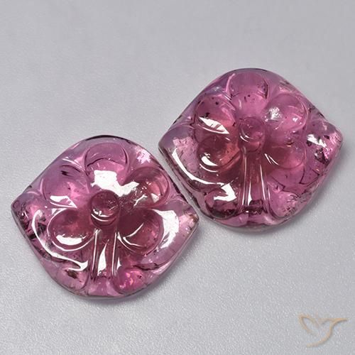 Gemas de Turmalina Púrpura rojizo natural de 24.38 ct, Corte Flor, Transparente