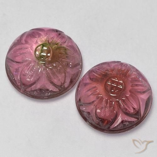 Gemas de Turmalina Rosa oscuro natural de 13.03 ct, Corte Flor, Transparente