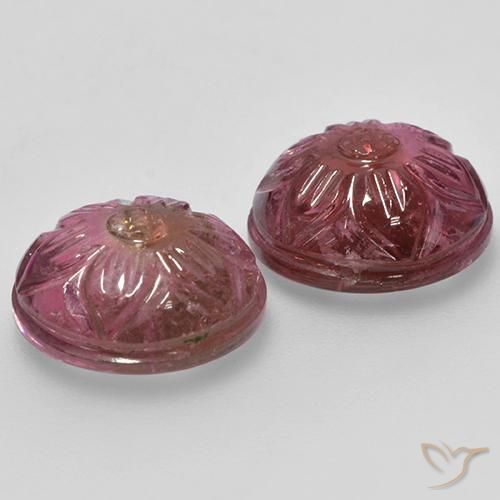 Gemas de Turmalina Rosa oscuro natural de 13.03 ct, Corte Flor, Transparente