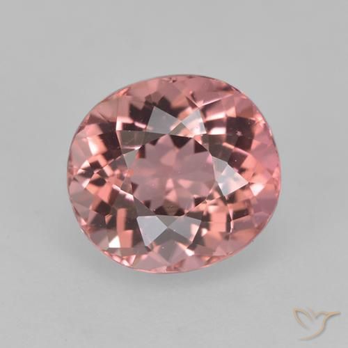 1.53ct Natural Rosado claro turmalina, Ovalada, VVS