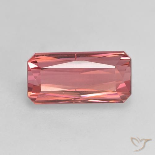 3.90ct Natural Rosado rojizo turmalina, corte esmeralda, VS-SI