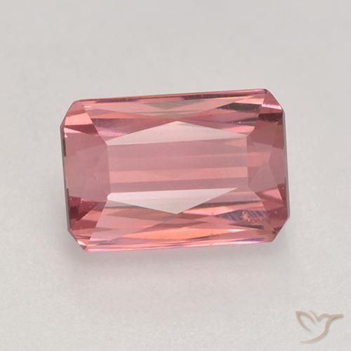 Turmalina Rosado naranja natural de 2.57 ct, corte esmeralda, VVS-VS