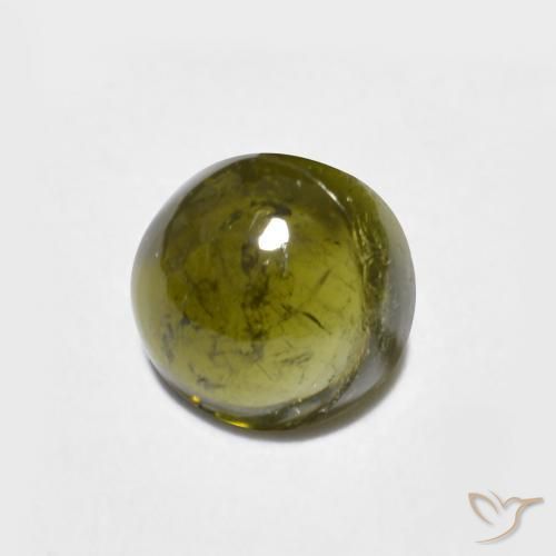 Turmalina Verde oscuro natural de 0.68 ct, Redondo, Translúcido