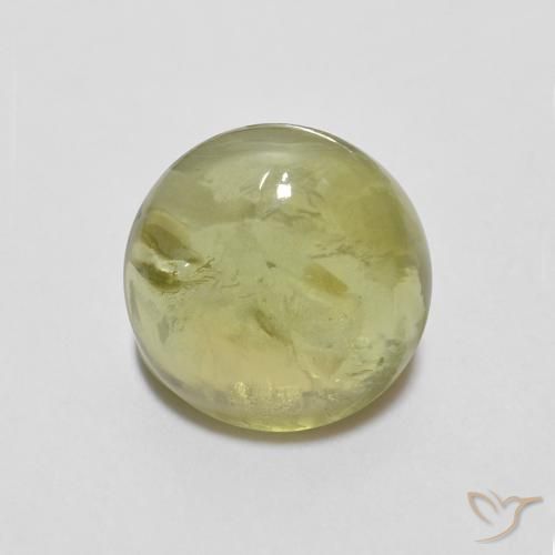 Turmalina Amarillo verdoso natural de 1.48 ct, Redondo, Transparente