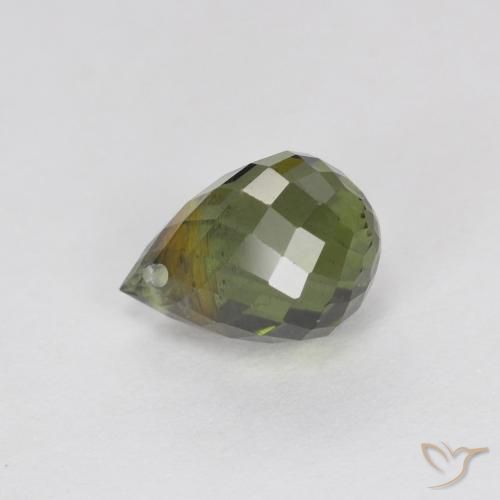 1.54ct Natural Verde oscuro turmalina, Corte Briolette, VS-SI
