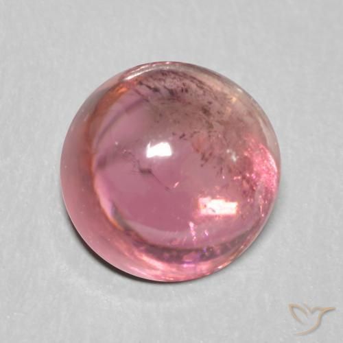 Turmalina Tono rosado cálido natural de 1.09 ct, Redondo, Transparente