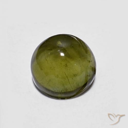 Turmalina Verde oscuro natural de 0.68 ct, Redondo, Transparente