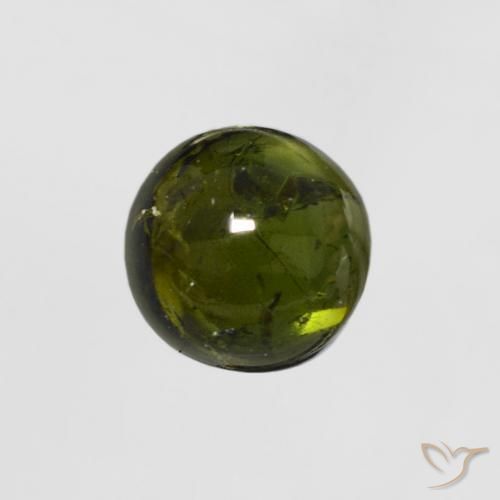 Turmalina Verde oscuro natural de 0.69 ct, Redondo, Transparente