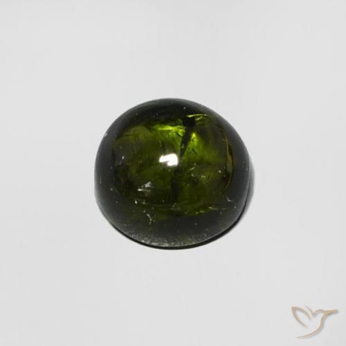 Turmalina Verde oscuro natural de 0.69 ct, Redondo, Transparente