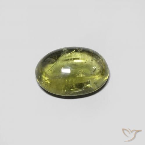 Turmalina Verde terroso cálido natural de 2.08 ct, Ovalada, Transparente