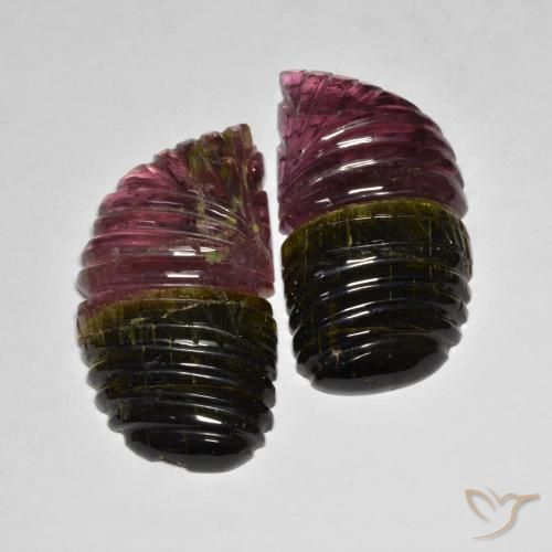 Gemas de Turmalina Bicolor natural de 89.04 ct, Elegante, Translúcido