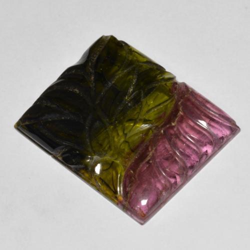 Turmalina Multicolor natural de 25.45 ct, Corte Baguette, Translúcido