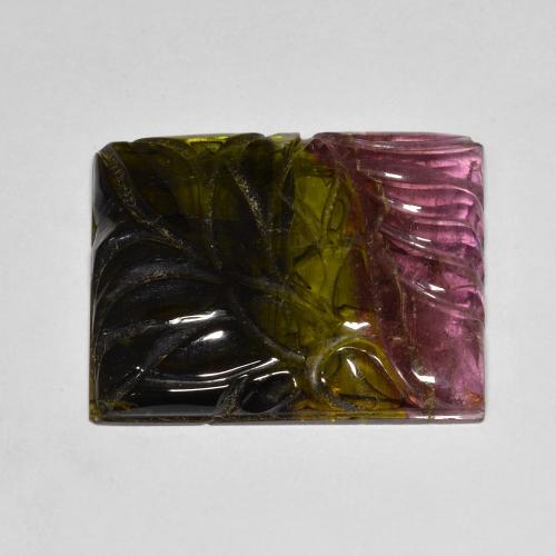 Turmalina Multicolor natural de 25.45 ct, Corte Baguette, Translúcido