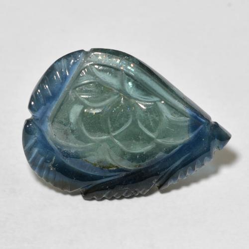 Turmalina Verde azul medio natural de 8.97 ct, Corte Flor, Transparente
