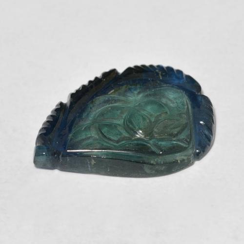 Turmalina Verde azul medio natural de 8.97 ct, Corte Flor, Transparente