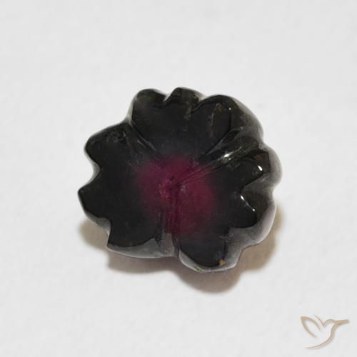 Turmalina Rojo oscuro natural de 1.74 ct, Corte Flor, Transparente