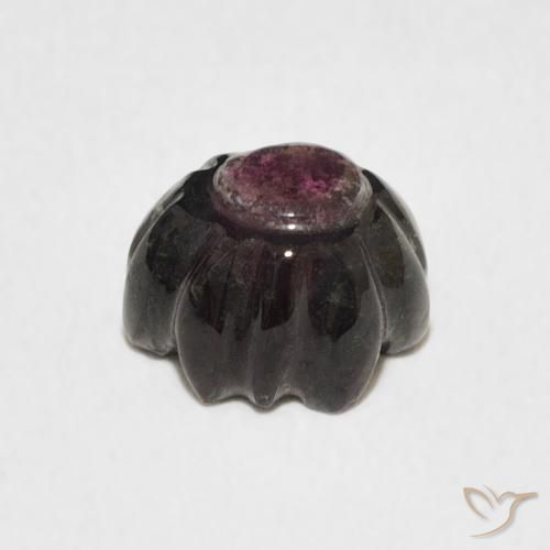 Turmalina Rojo oscuro natural de 1.74 ct, Corte Flor, Transparente
