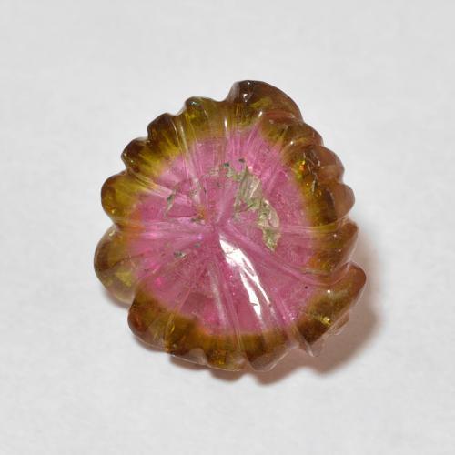 Turmalina Sandía natural de 5.37 ct, Corte Flor, Transparente
